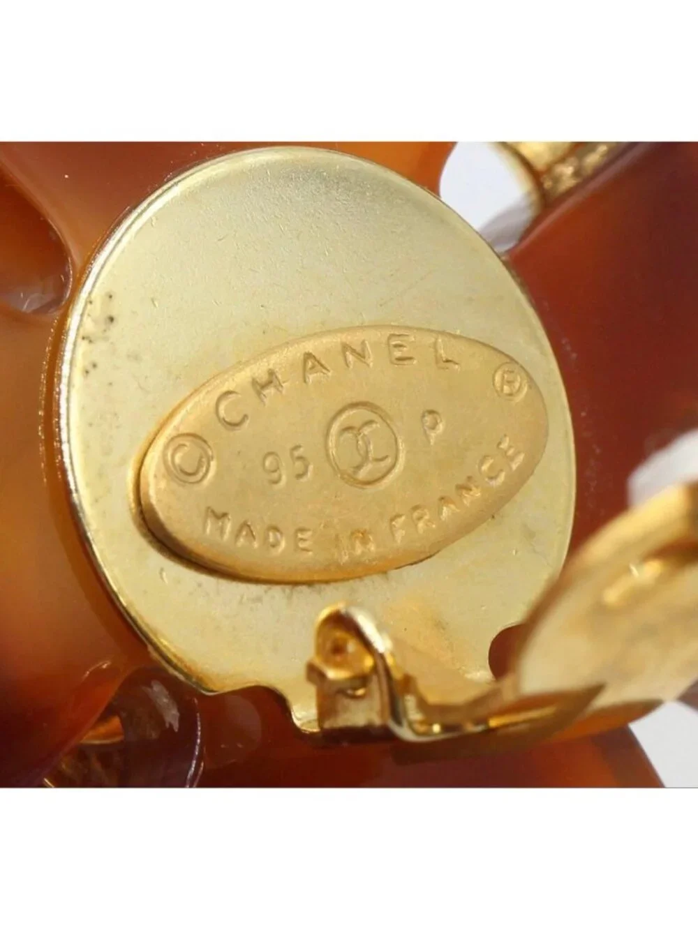 Chanel CC Logo Clover Tortoiseshell Earrings